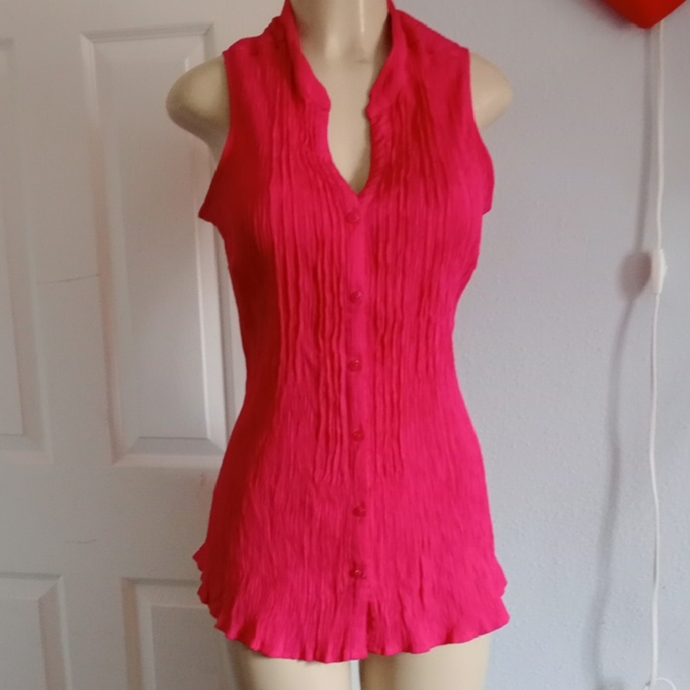 Jaclyn Smith Vibrant Pink Sleeveless Blouse